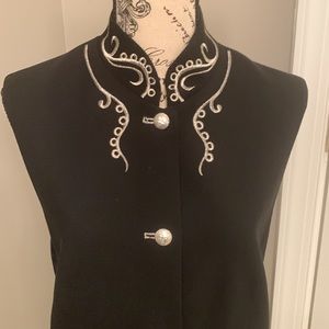Rizik Brothers Black Vest with Silver Embroidery and Silver Bottoms (Size 8/10)